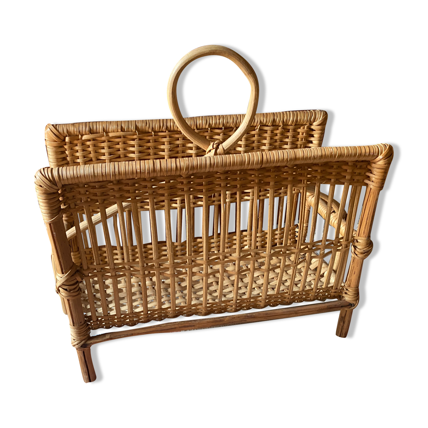 Rattan magazine holder