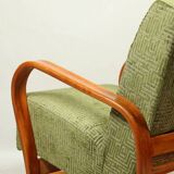 Fauteuil Art déco en jacquard géométrique vert par Kropacek Kozelek 1950