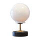 Lampe à poser globe vintage blanc, finitions noir et or