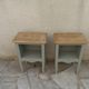 Pair of restored antique bedside tables, carefully refurbished. Painted in grey-green.
