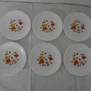 Set de 6 assiettes fleurs orange & jaune Arcopal France Vintage