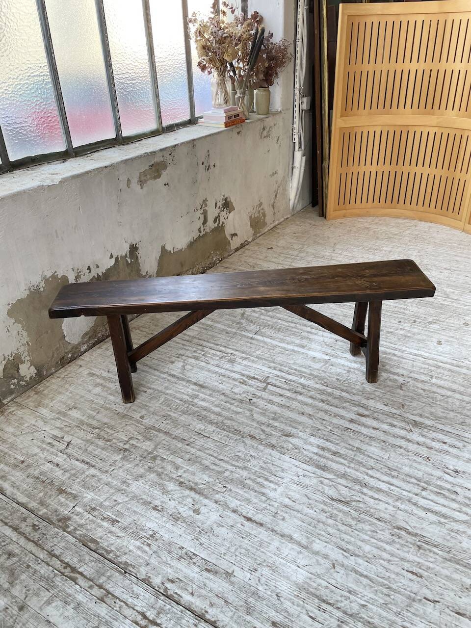 Solid oak bench