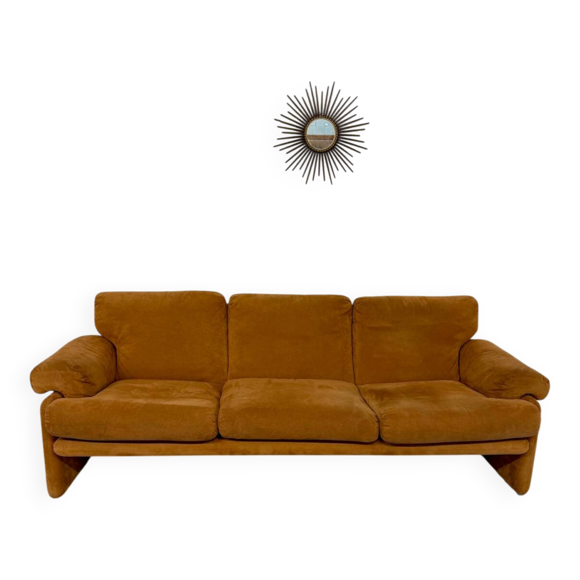 Three-seater alcantara canapé design by Tobia Scarpa for BB ITALIA vintage.