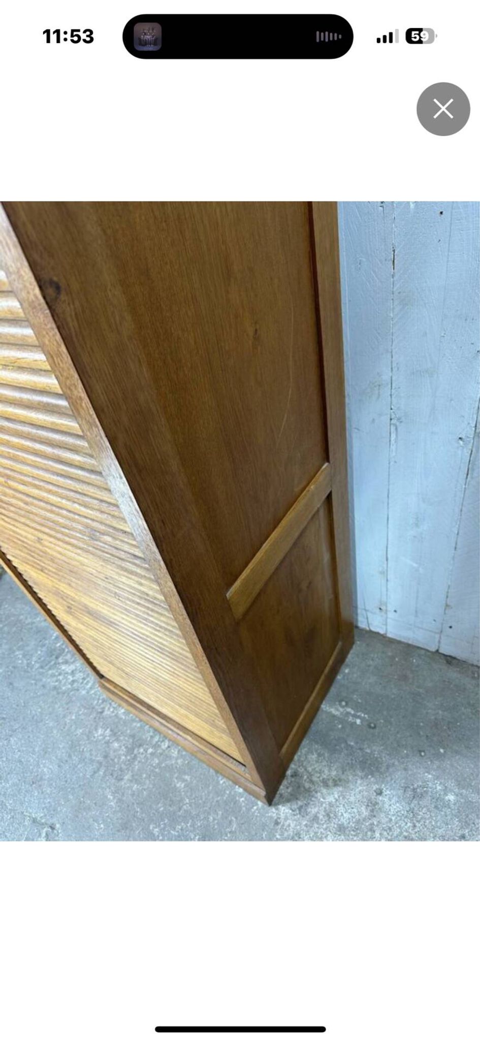 Vintage wooden curtain cabinet – antique office furniture