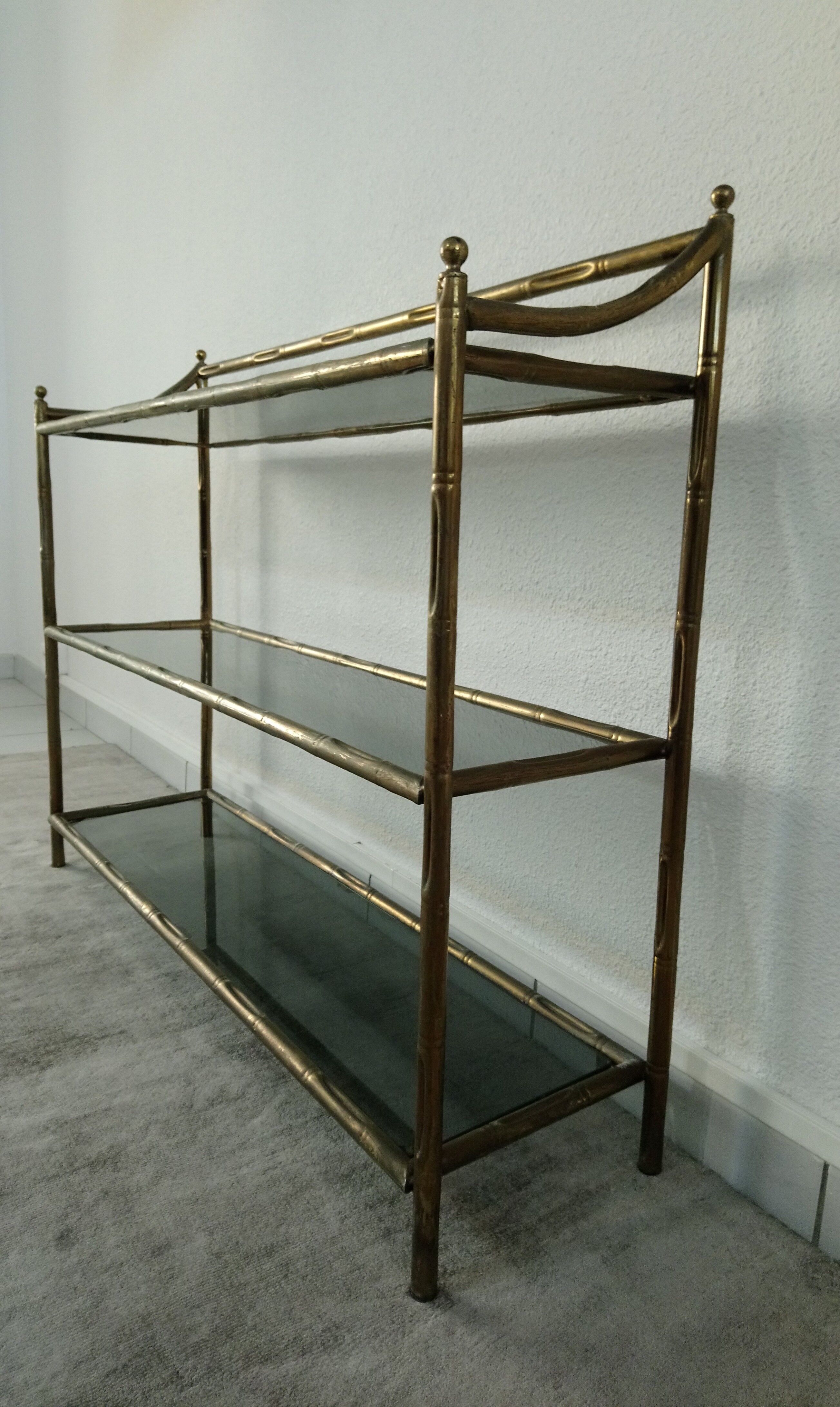 Shelves brass and glass 60 years