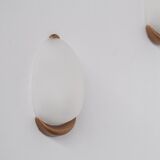 German Mid-Century Pair of Glass Wall Lights