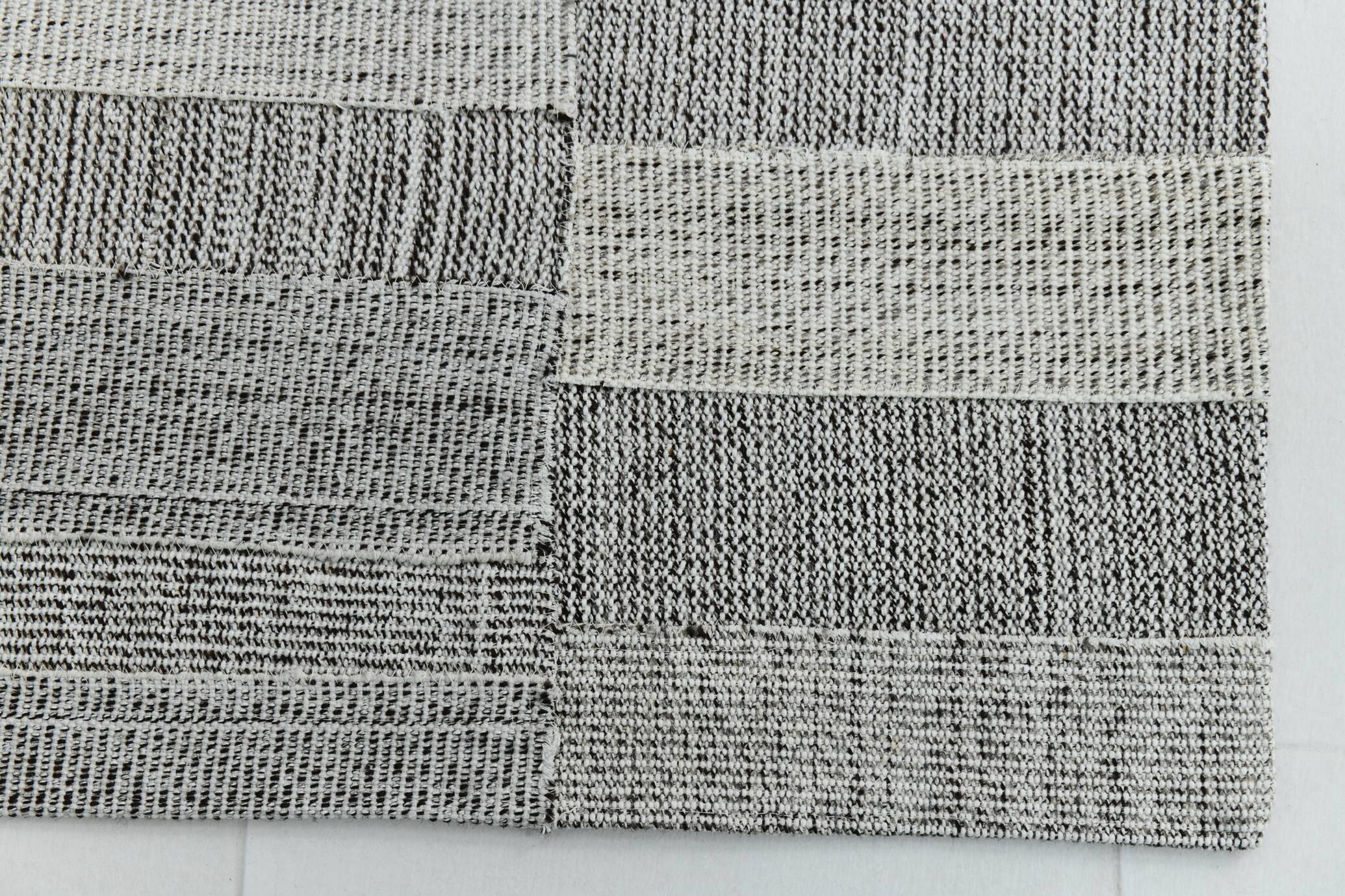 2x8 Kilim White Black Solid Kilim Runner Rug, 72x254Cm