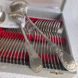 Art Nouveau cutlery set by Armand Frénais, late 19th century, silver-plated metal.