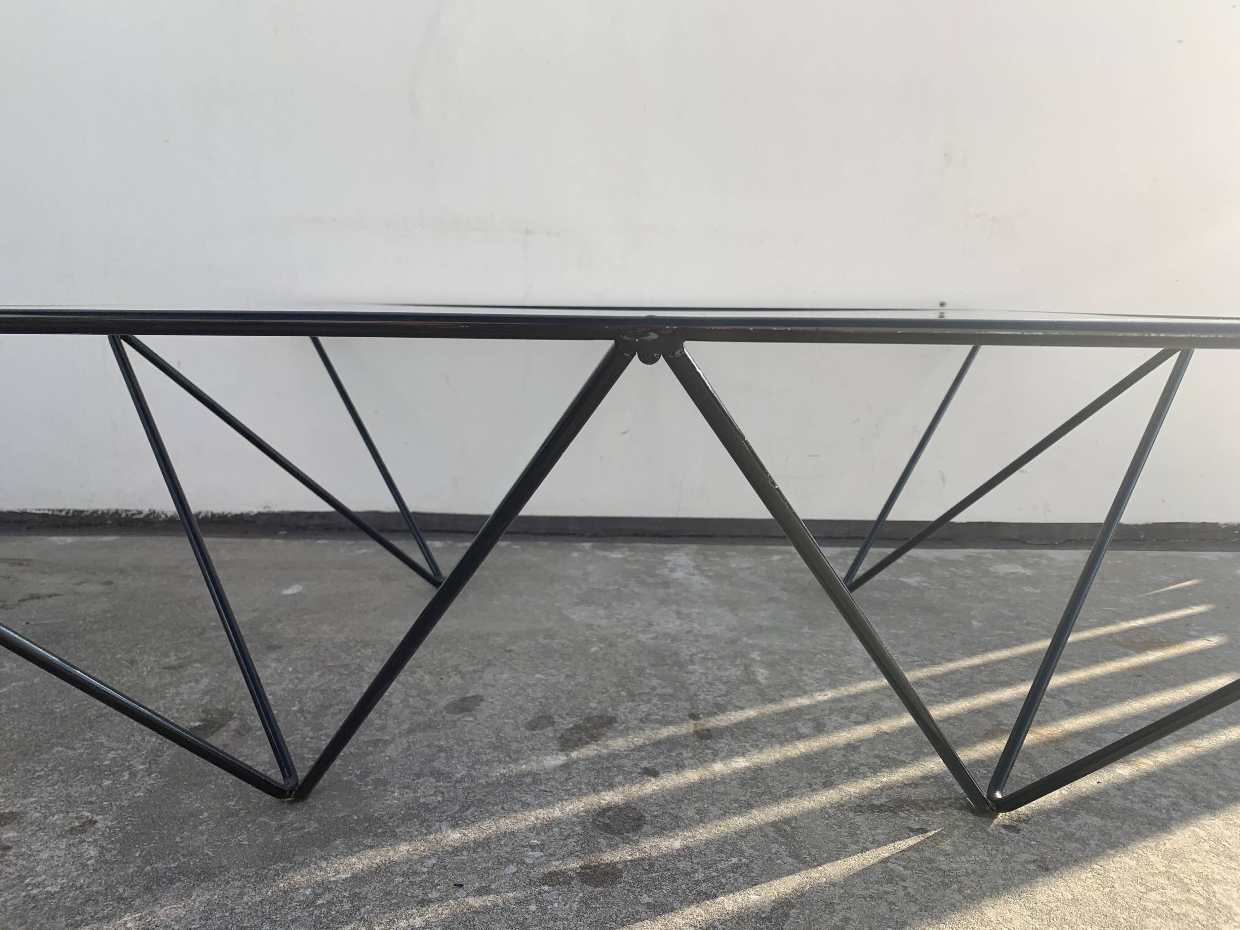 Alanda style square black metal coffee table