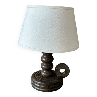 Petite lampe en bois tourné ancienne