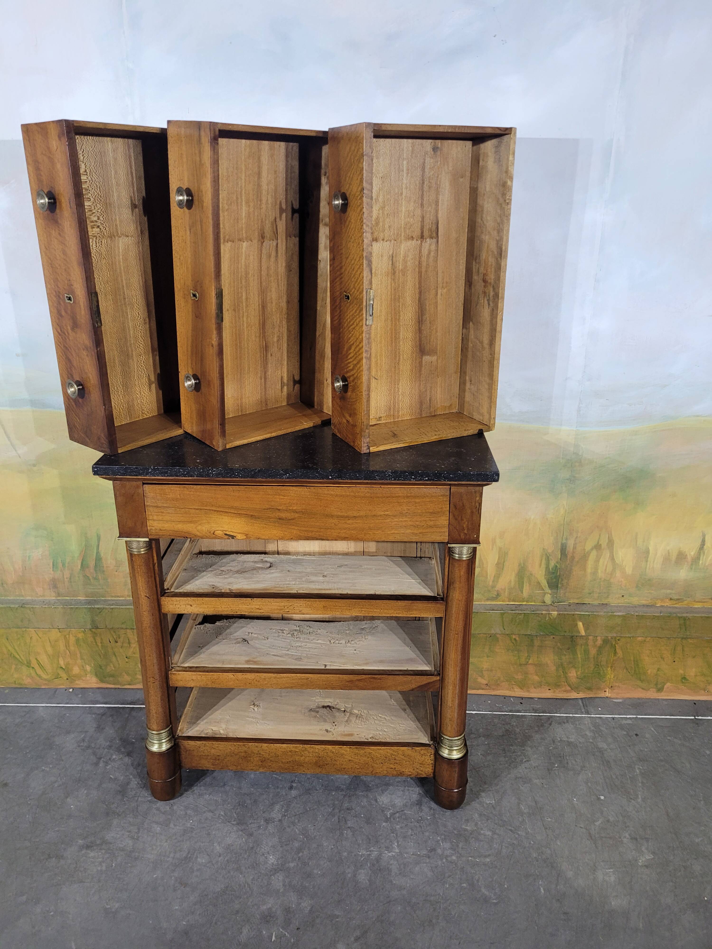 Small Empire-style chest of drawers in solid walnut