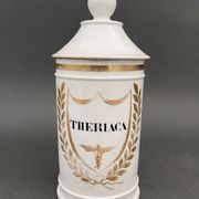 2 porcelain medicine jars nineteenth apothecary theriaca extr liquir