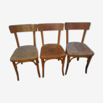 Set of 3 antique bistro chairs