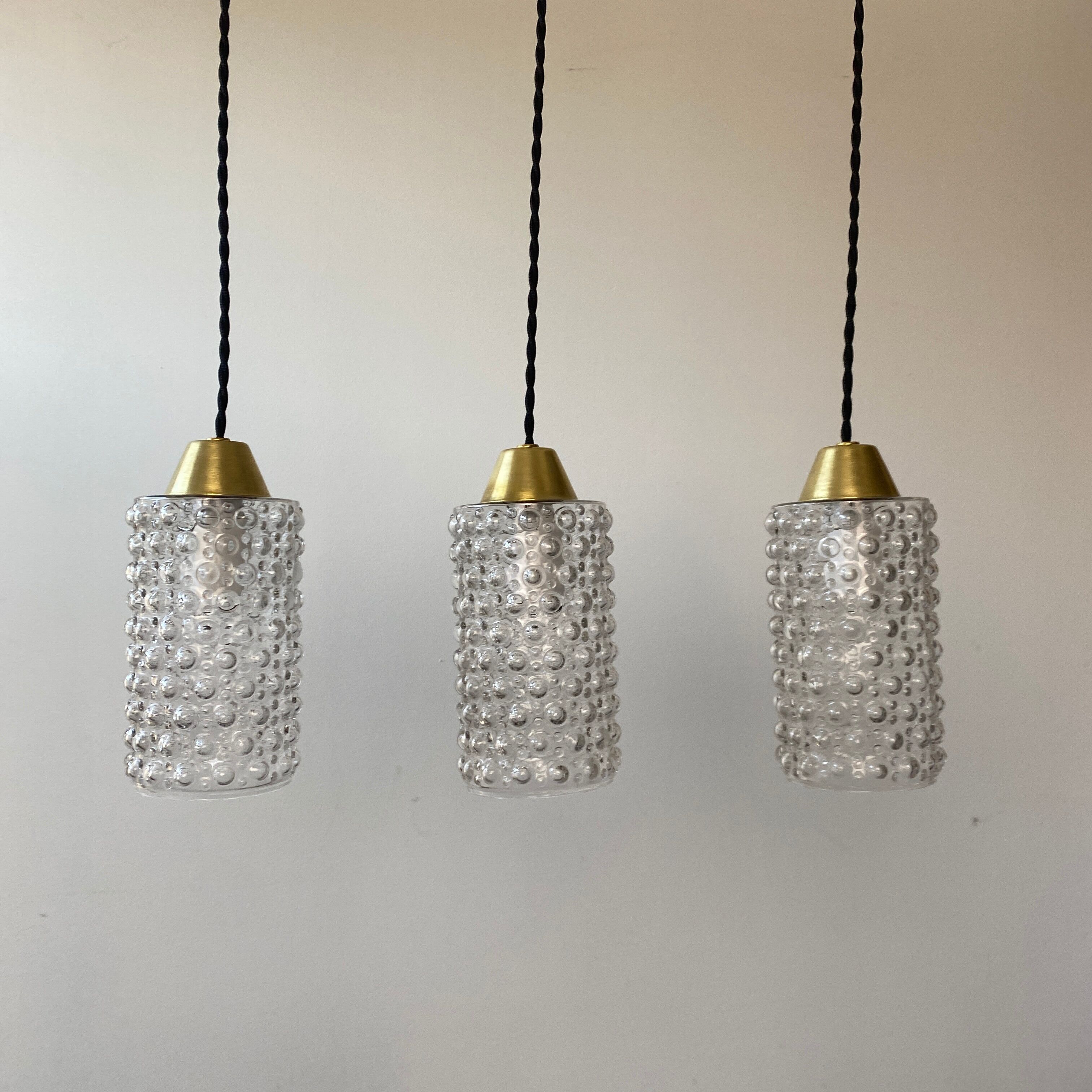 Lot 3 old vintage molded glass suspensions