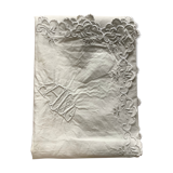 Embroidered table placemat with initials AW