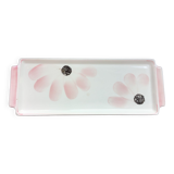 Gien earthenware cake dish, pink flower decoration, 1940s-50s