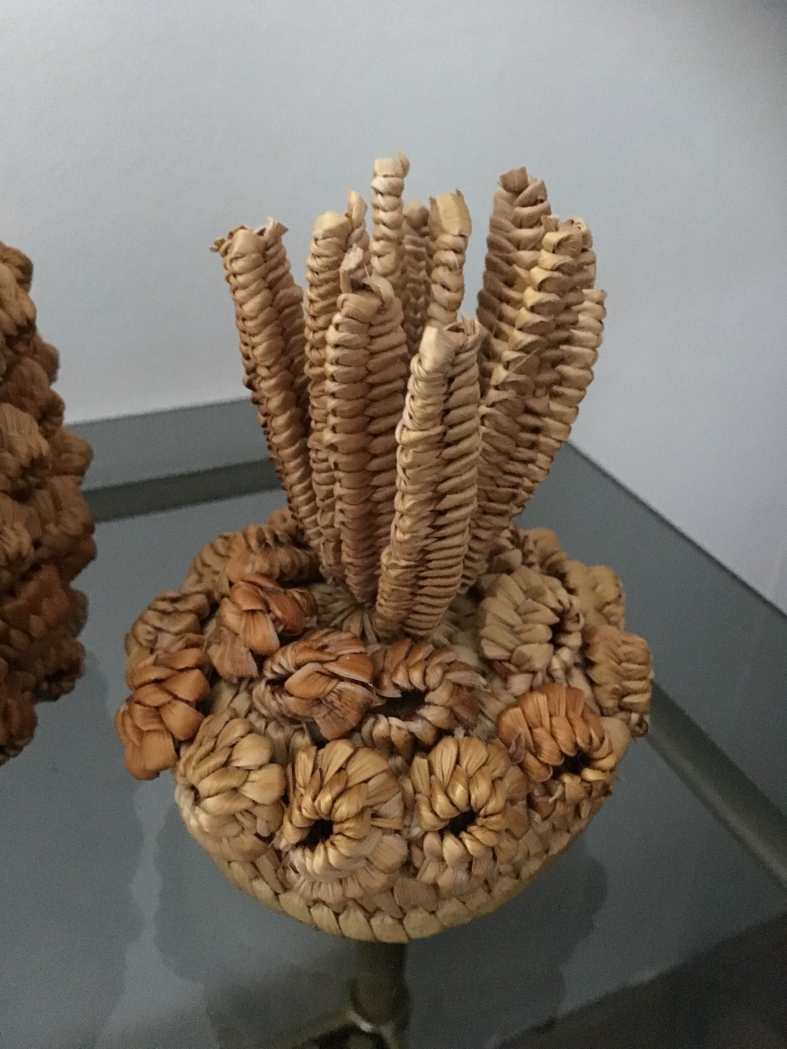 Trash in the form of the pineapple in natural fibers