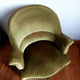 Fauteuil crapaud en velours vert art déco