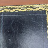 Desk, black leather top