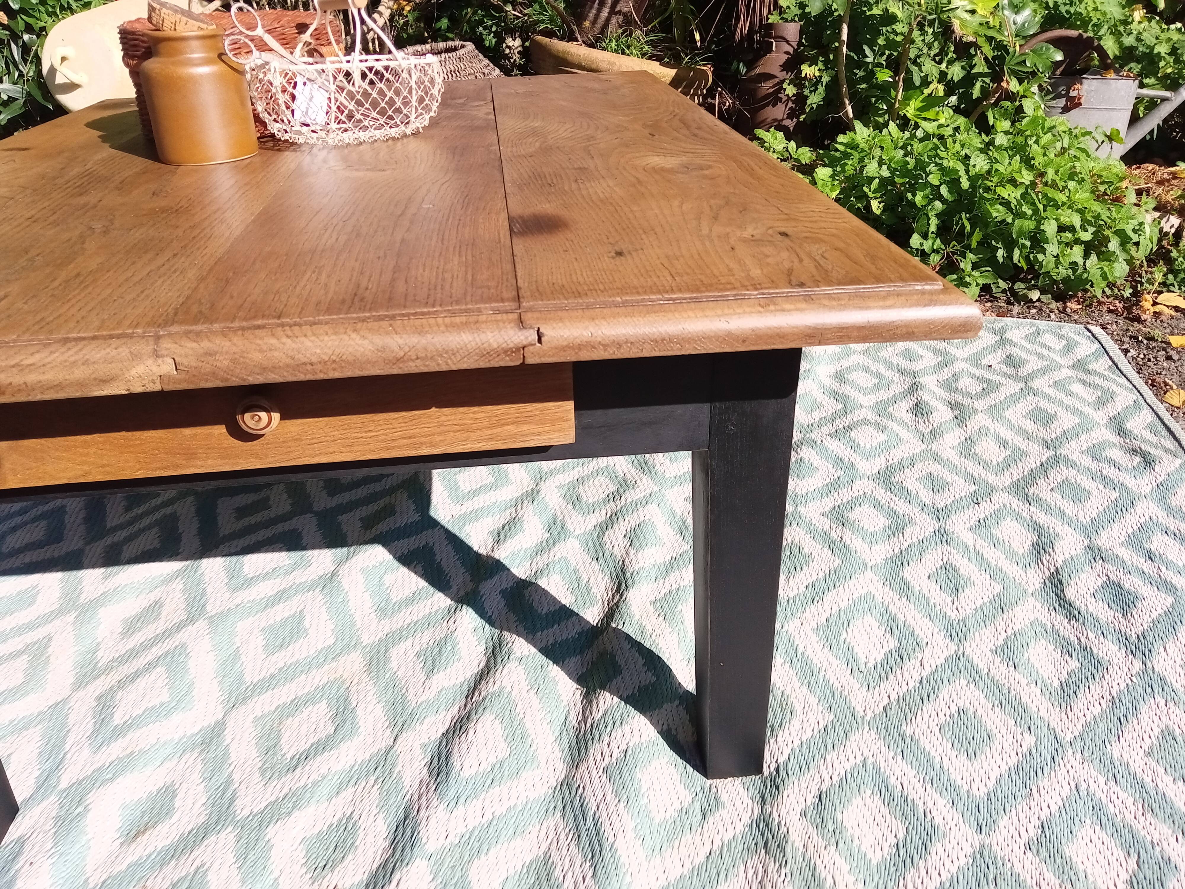Low farmhouse table in solid oak