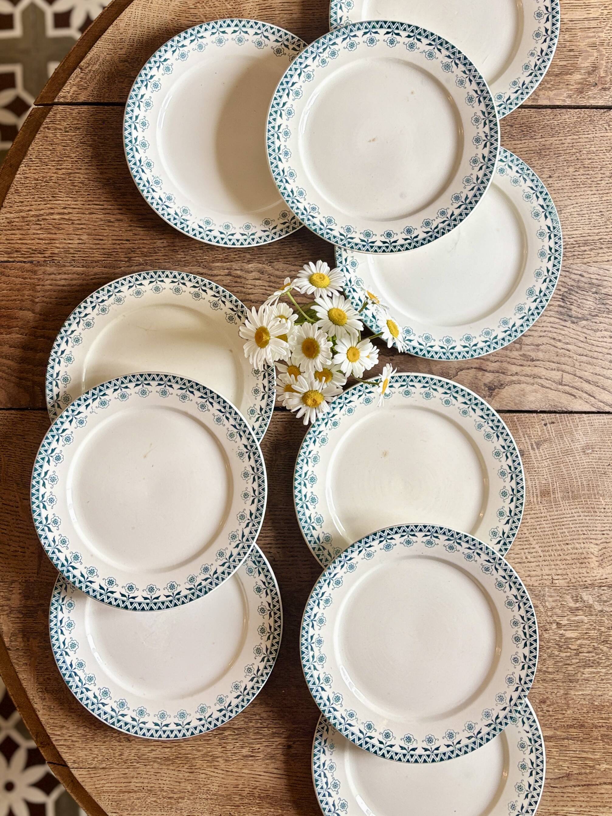 Set of 10 vintage ironstone plates by Henry of Sarreguemines.
