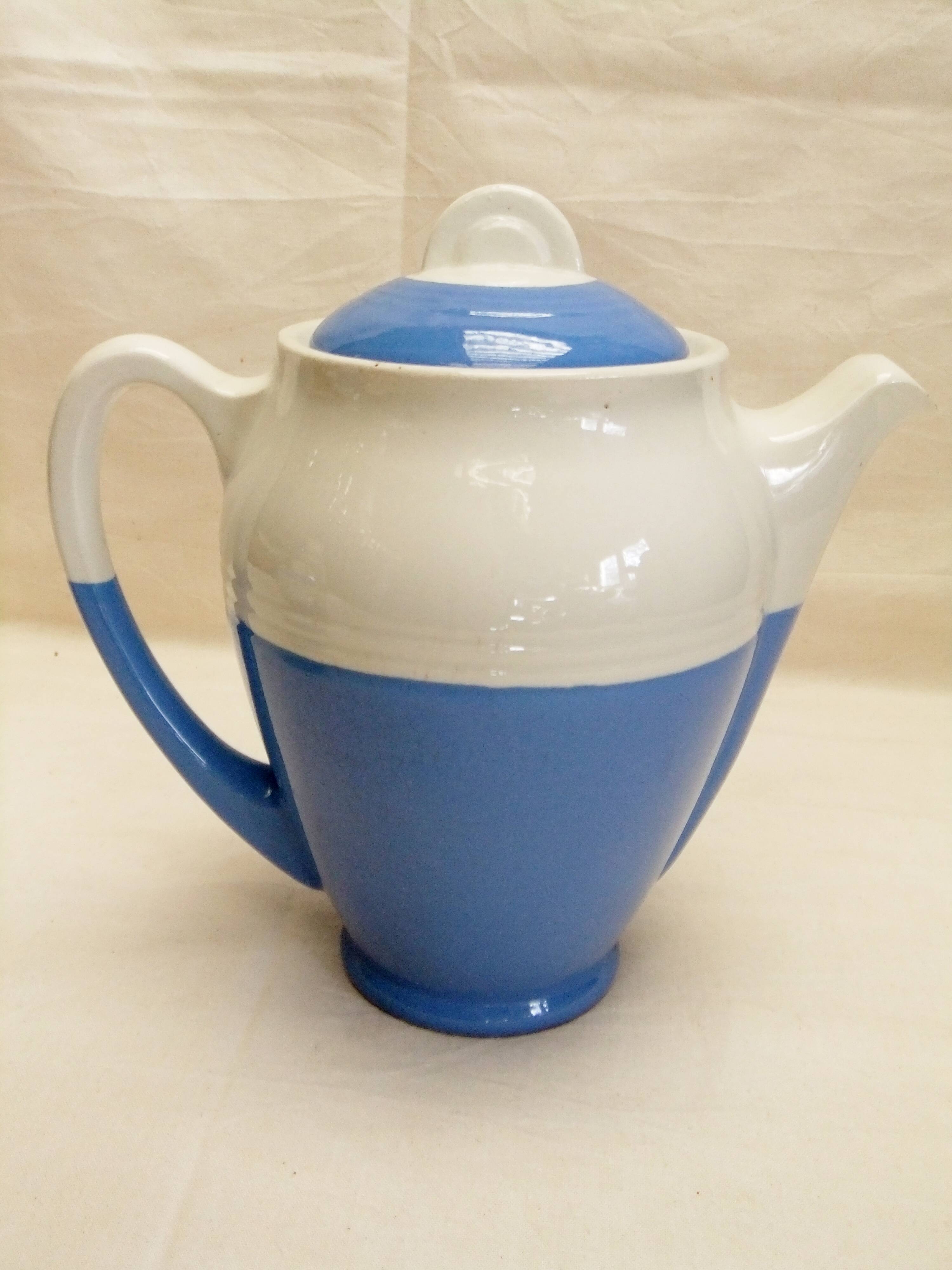 Vintage Ceranord coffee service pot coffee maker sugar bowl blue white