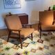Vintage Scandinavian armchair "Theodor" in terracotta boucle.