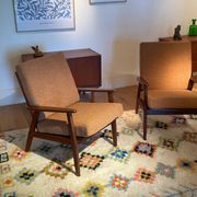 Vintage Scandinavian armchair "Theodor" in terracotta boucle.