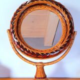 Miroir psyché en rotin 70s