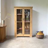 Glass cabinet or display case in pine 1950