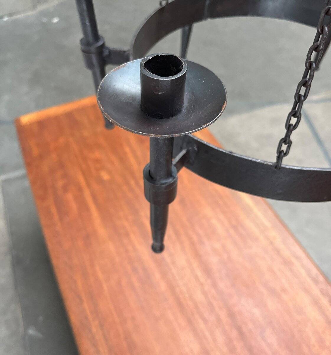 Vintage brutalist wrought iron candle holder by Boltze, 1970s.