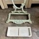Art Nouveau umbrella stand in water green cast iron