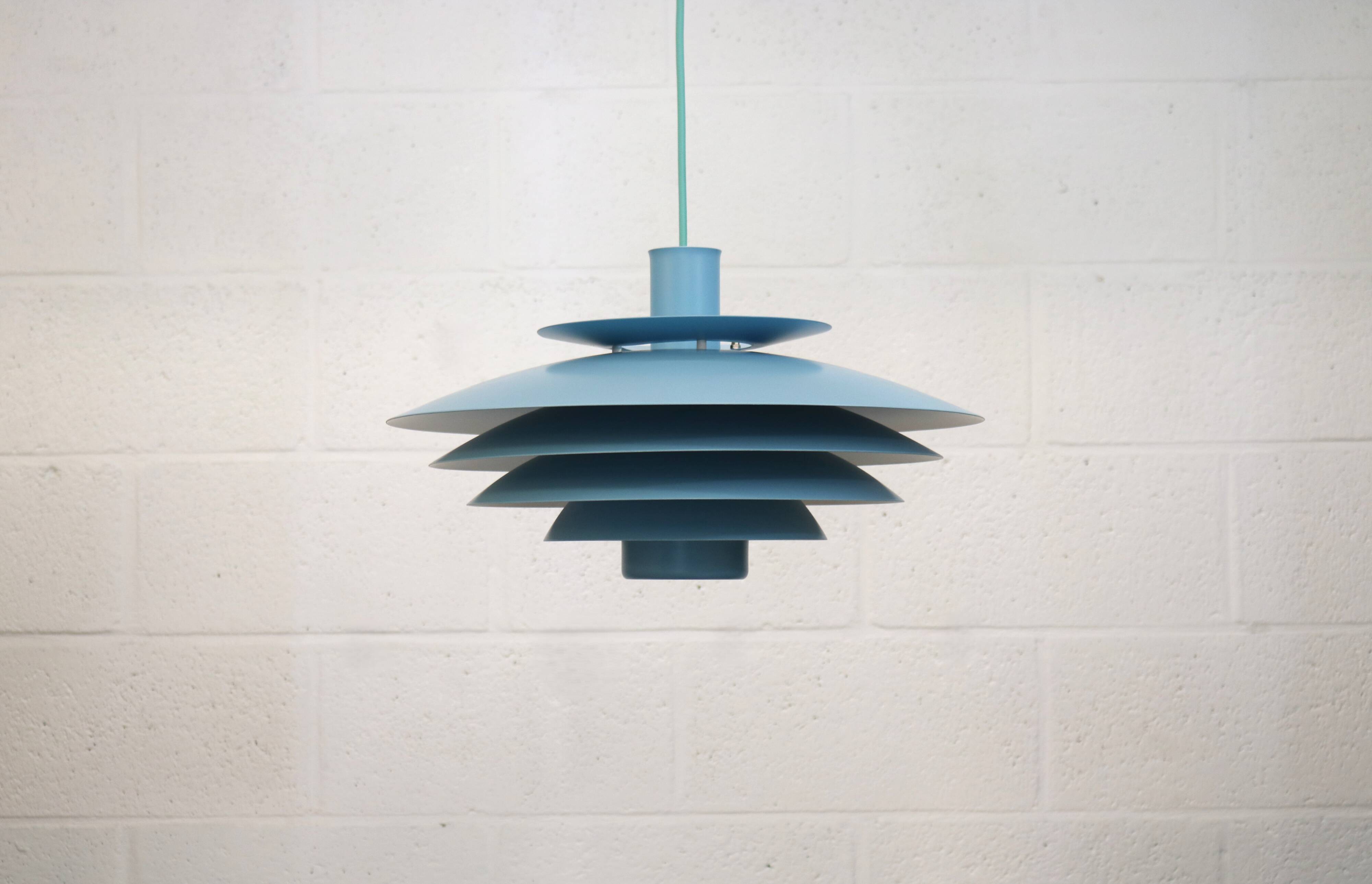 Unique blue colored Nordic Pendant Lamp by Form Light model 52610, Denmark