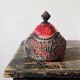 Vintage 2000s red and grey handmade raku jewellery box