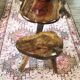 Brutalistic solid wood table and stools