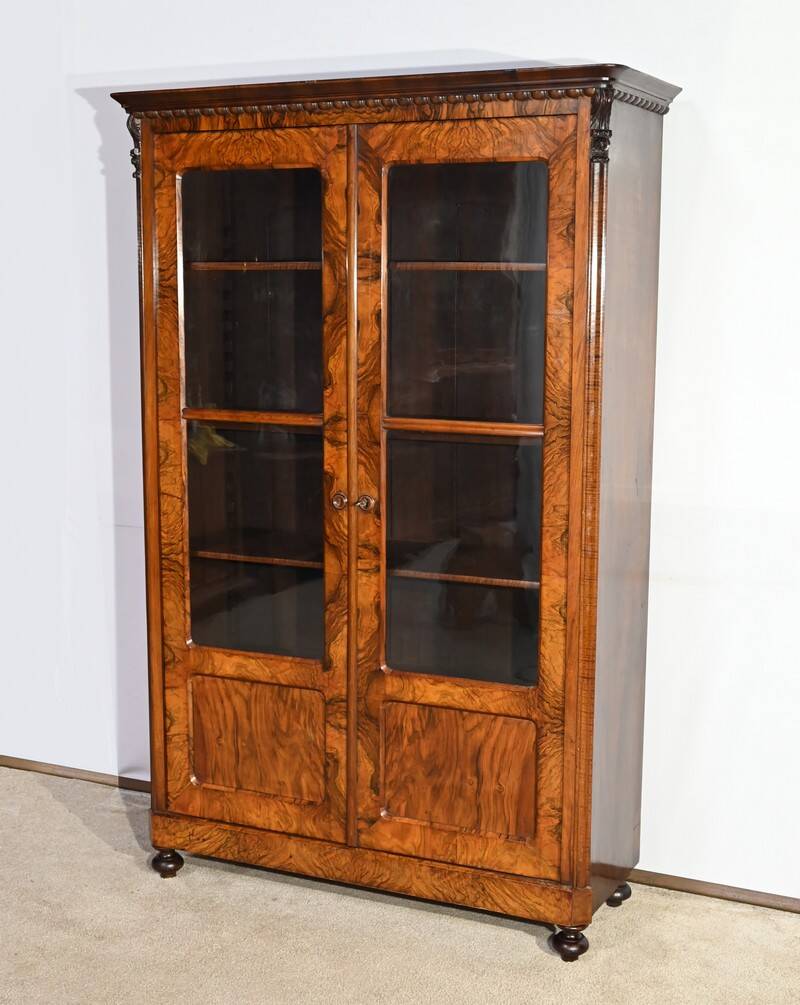 Burl Walnut Bookcase, Restoration Period – Early 19th Century