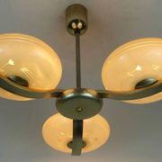Art deco ceiling light with 3 glass shades 1930s 40s glass and metal 30s avantgarde design
