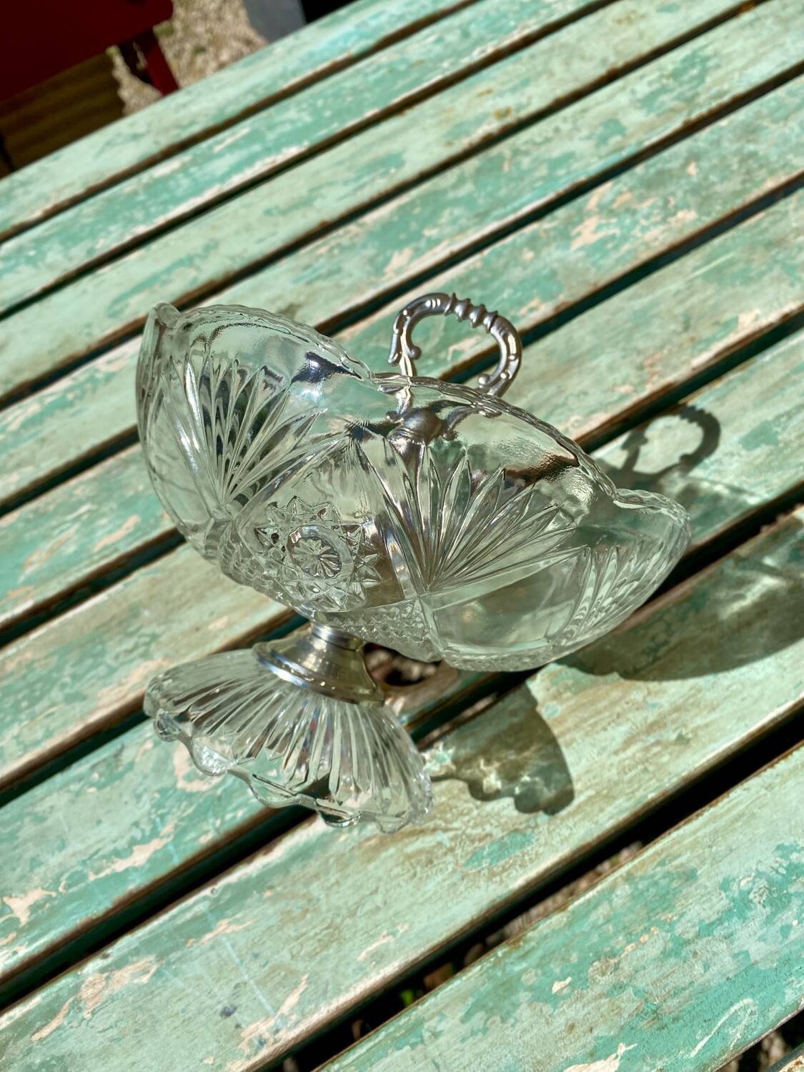 Vintage chiseled glass cup