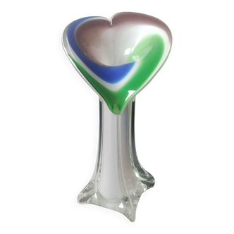 Vase Soliflore Fleur d Arum Design en verre d Art soufflé Murano/Jack in the Pulpit. Haut 20 cm