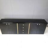 Vintage black lacquer sideboard, 1980s