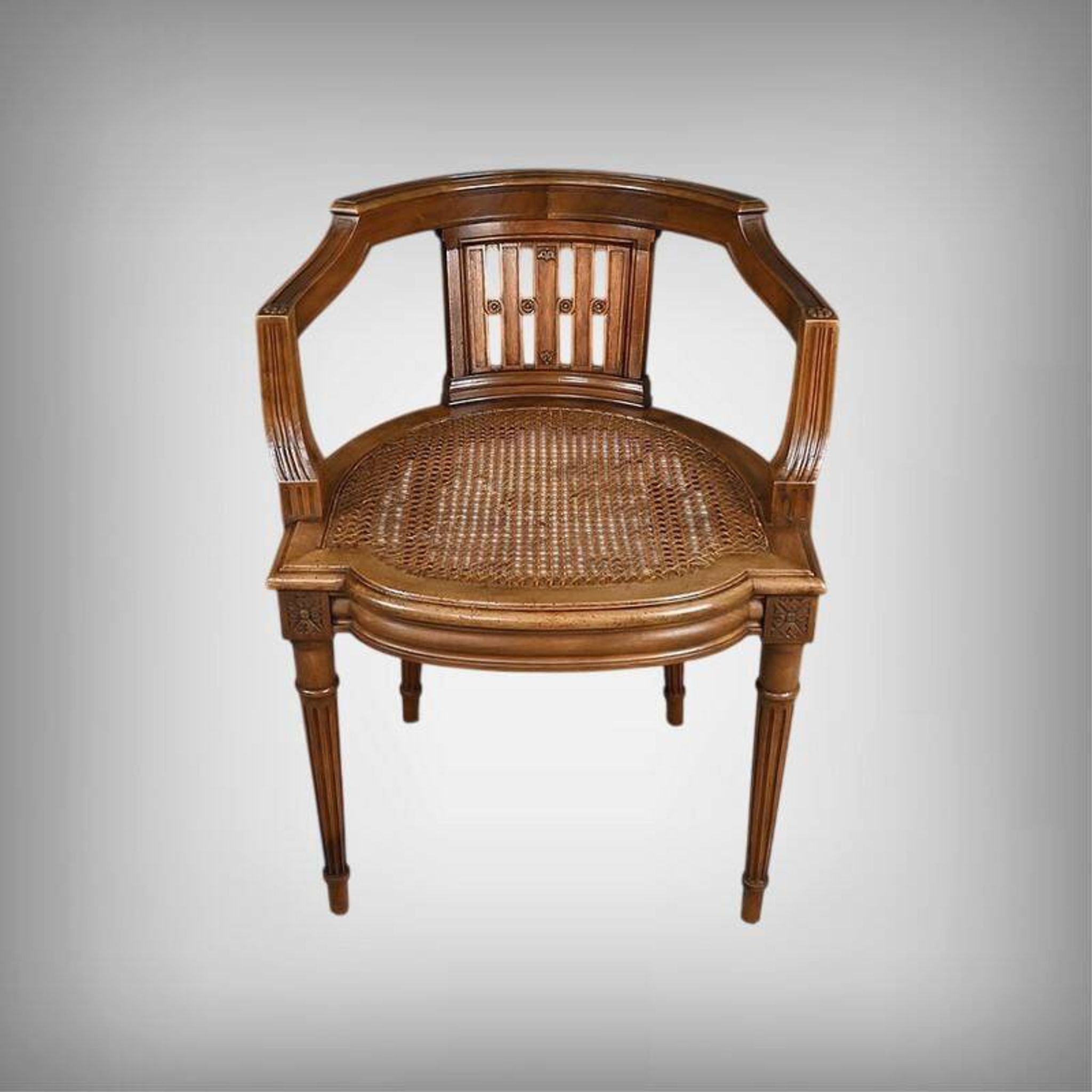 Small Office Armchair in Walnut, Louis XVI style – Late 19th century