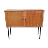 Buffet of the 60s in blond oak metal feet with square section