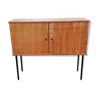 Buffet of the 60s in blond oak metal feet with square section