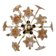 Murano Vintage Ceiling Light Orange Iridescent Flowers, 1970s