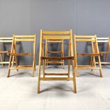Chaises pliantes en bois du milieu du siècle, années 1950 - lot de 6