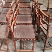 A set of 16 henri 2 style chairs in repelled leather 2 patterns