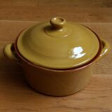Cocotte soupière en terre cuite émaillée jaune moutarde