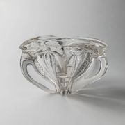Transparent Murano Glass Bowl, Large Tri-lobed Triangle, Clear Glass with Bubbles, 1970s Italian Mid-Century Design