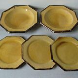 Set of 5 old plates Beretta Cie Vallauris glazed ceramic 1960s