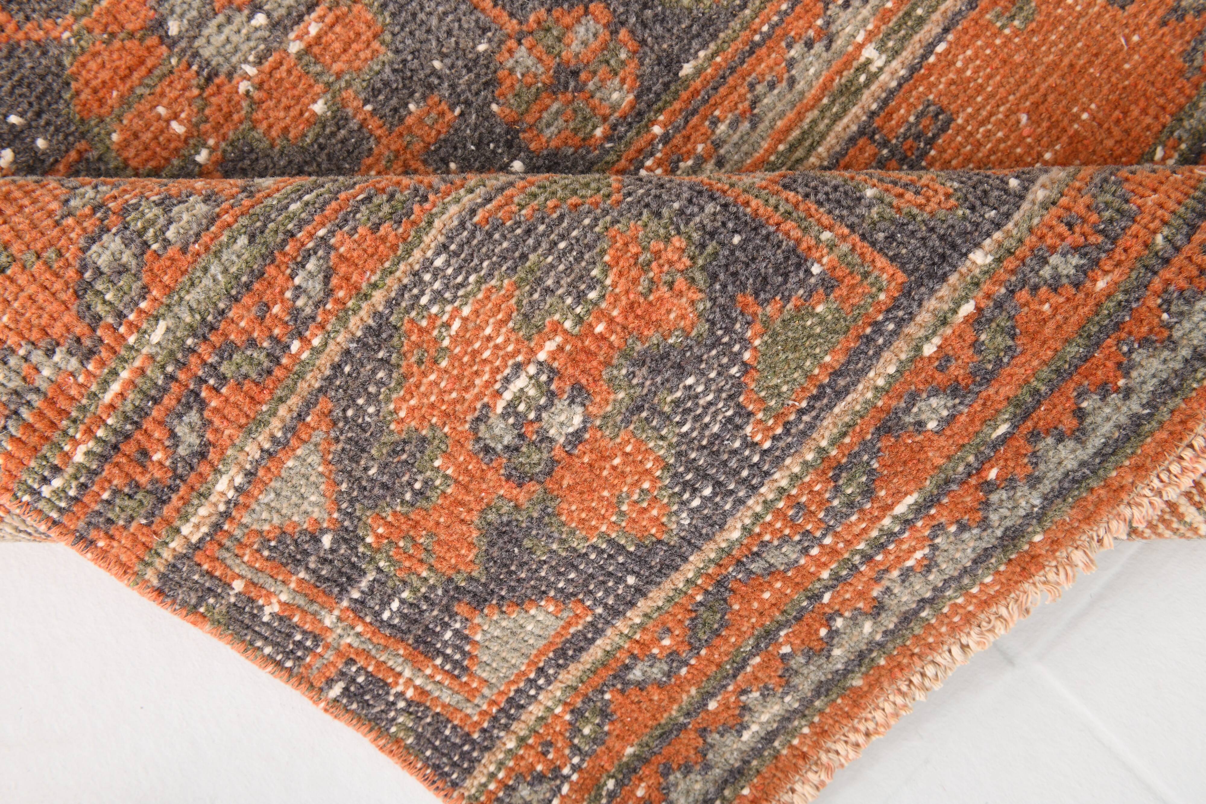 Tapis de couloir vintage rouge corail classique, 75 x 357 cm